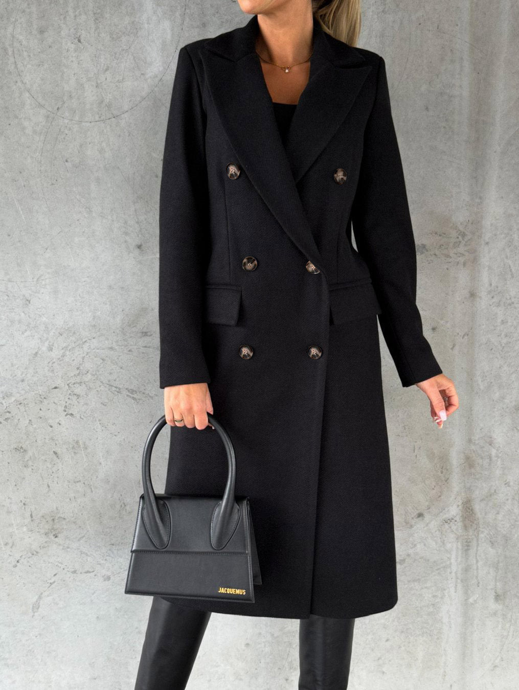 Abrigo de solapa cruzado Loom & Soul™ – Chaqueta larga de invierno ajustada para mujer para un estilo urbano sin esfuerzo