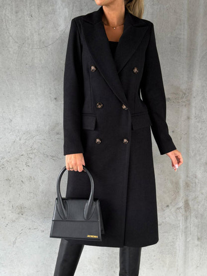 Abrigo de solapa cruzado Loom & Soul™ – Chaqueta larga de invierno ajustada para mujer para un estilo urbano sin esfuerzo