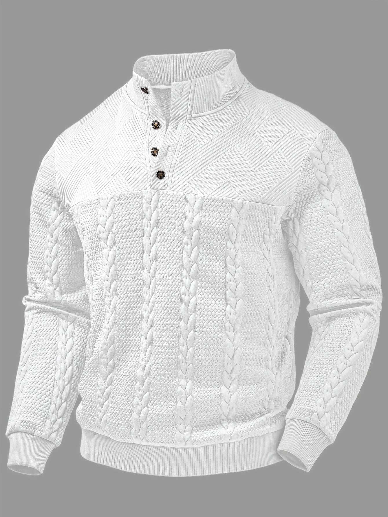 Chemise Henley décontractée pour homme – Haut boutonné à manches longues en tissu extensible doux