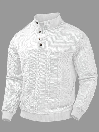 Chemise Henley décontractée pour homme – Haut boutonné à manches longues en tissu extensible doux