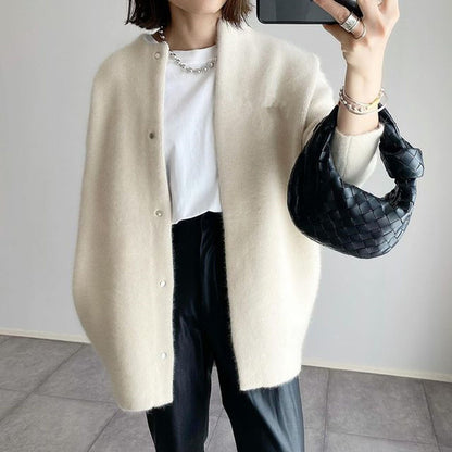 Cárdigan de punto Loom & Soul™ para mujer – Chaqueta de corte ajustado de un solo botón y color liso