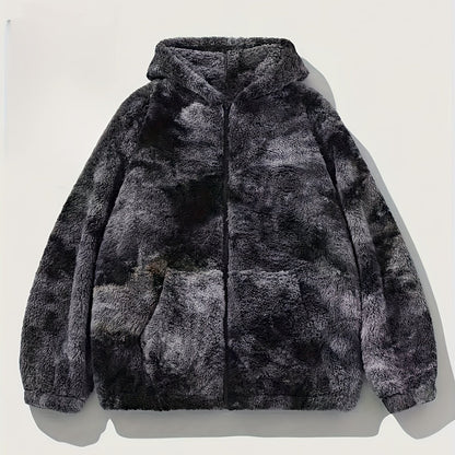 Veste polaire tie-dye Loom & Soul pour homme – Vêtement d'extérieur chaud à capuche en molleton doux et moelleux
