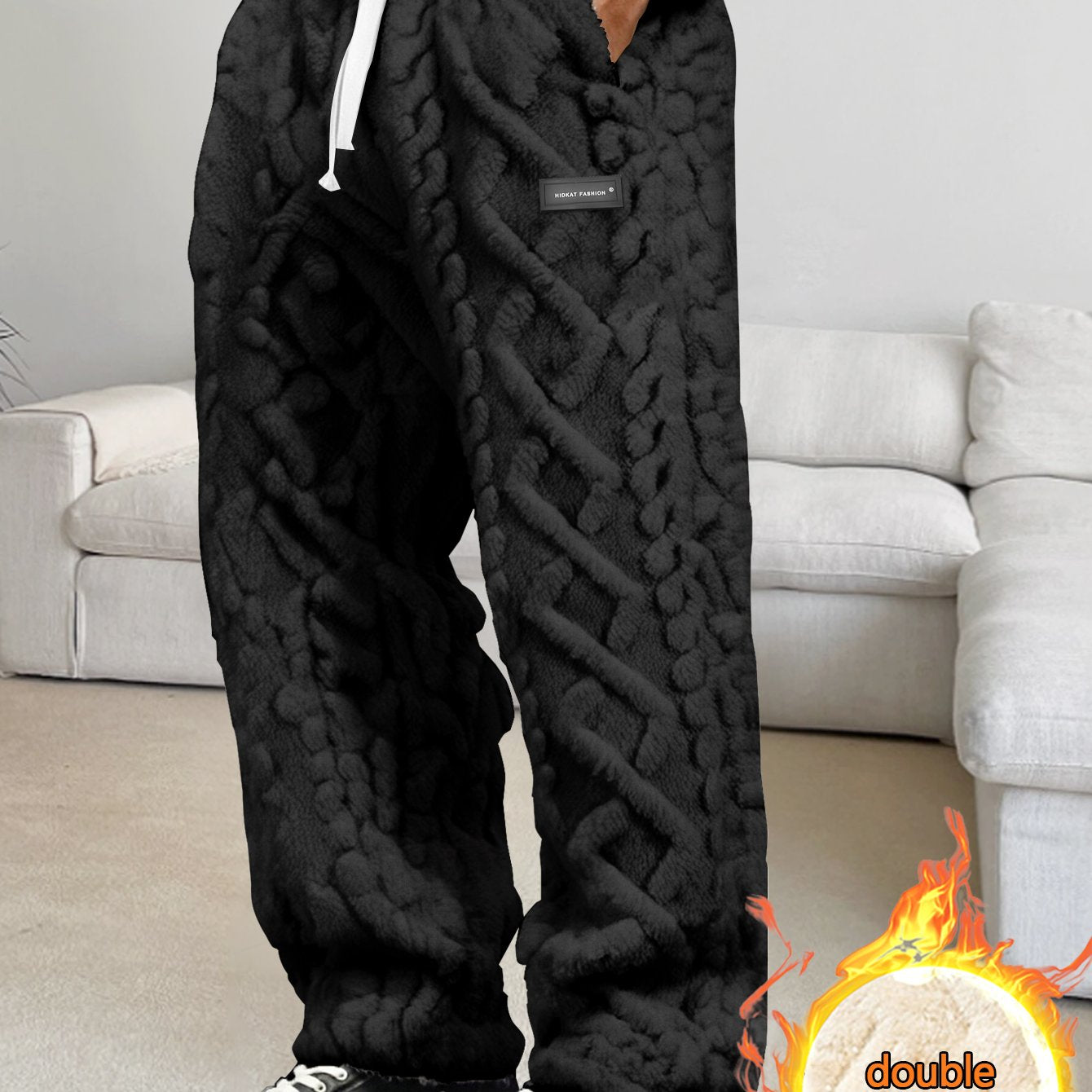 Pantalones de casa de forro polar para hombre – Comodidad cálida de invierno con cordón