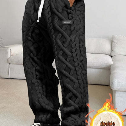 Pantalones de casa de forro polar para hombre – Comodidad cálida de invierno con cordón