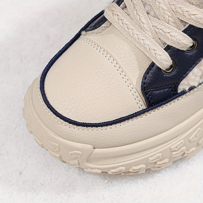 Botas de nieve forradas de felpa para mujer - Zapatos de invierno antideslizantes con suela de PVC