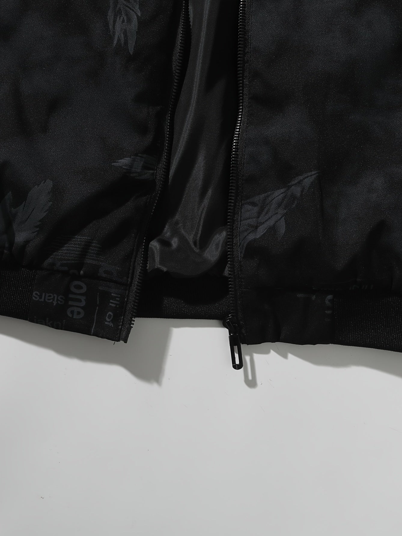 Men’s Feather Print Track Jacket – Zip-Up Baseball Collar Street Coat
