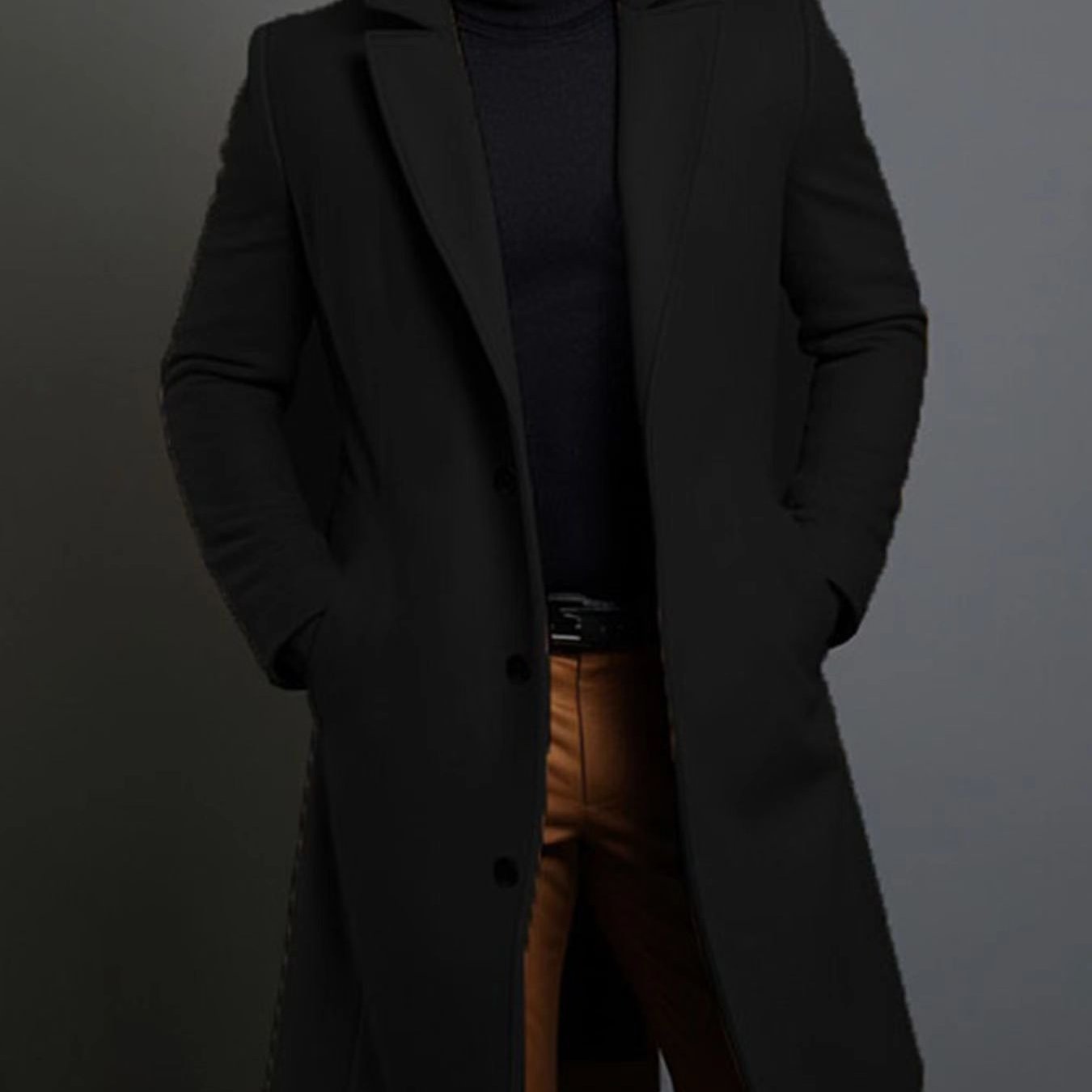 Abrigo clásico de solapa para hombre – Chaqueta de invierno de una sola botonadura