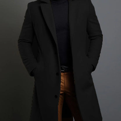 Abrigo clásico de solapa para hombre – Chaqueta de invierno de una sola botonadura