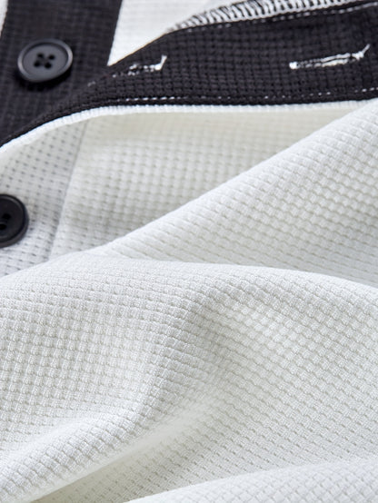 Haut Henley gaufré pour homme – Haut décontracté à manches longues et détails contrastants
