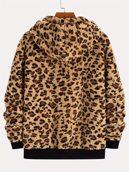 Sweat à Capuche Imprimé Léopard Homme – Sweat-shirt Doux Tendance Streetwear