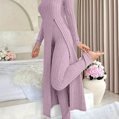 Ensemble deux pièces à carreaux – Haut à manches longues et pantalon assorti pour toutes les saisons