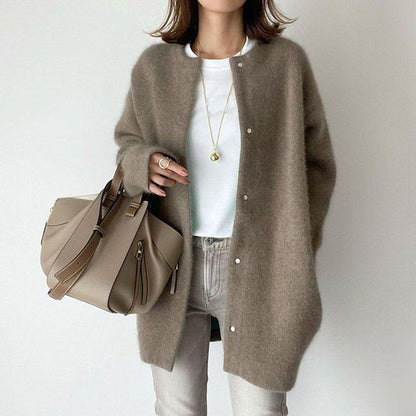 Cárdigan de punto Loom & Soul™ para mujer – Chaqueta de corte ajustado de un solo botón y color liso