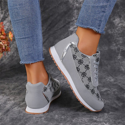 Zapatillas con cordones y estampado floral para mujer Loom & Soul – Calzado informal y ligero de PU para caminar y correr