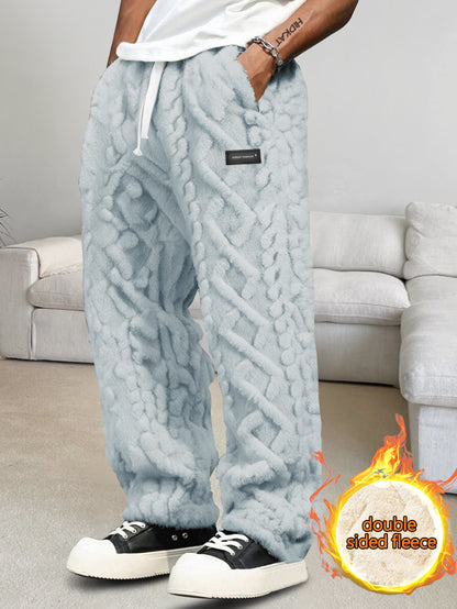 Pantalones de casa de forro polar para hombre – Comodidad cálida de invierno con cordón