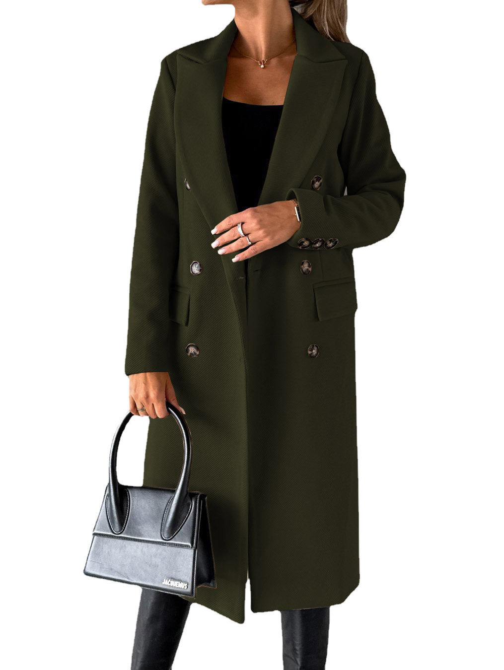 Abrigo de solapa cruzado Loom & Soul™ – Chaqueta larga de invierno ajustada para mujer para un estilo urbano sin esfuerzo
