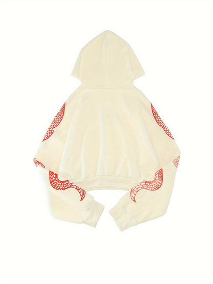 Sudadera con capucha roja para mujer – Sudadera urbana con estampado de Fénix y Mariposa