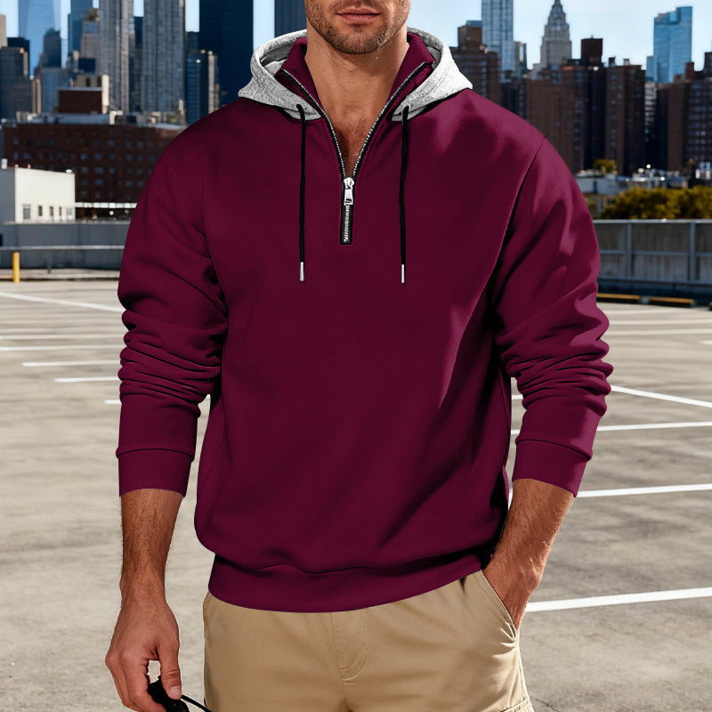 Men’s Stand Collar Pullover Hoodie – Luxury Commuter Casual Sweatshirt