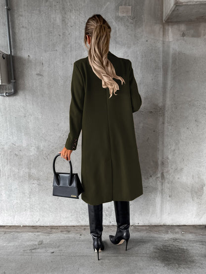 Abrigo de solapa cruzado Loom & Soul™ – Chaqueta larga de invierno ajustada para mujer para un estilo urbano sin esfuerzo