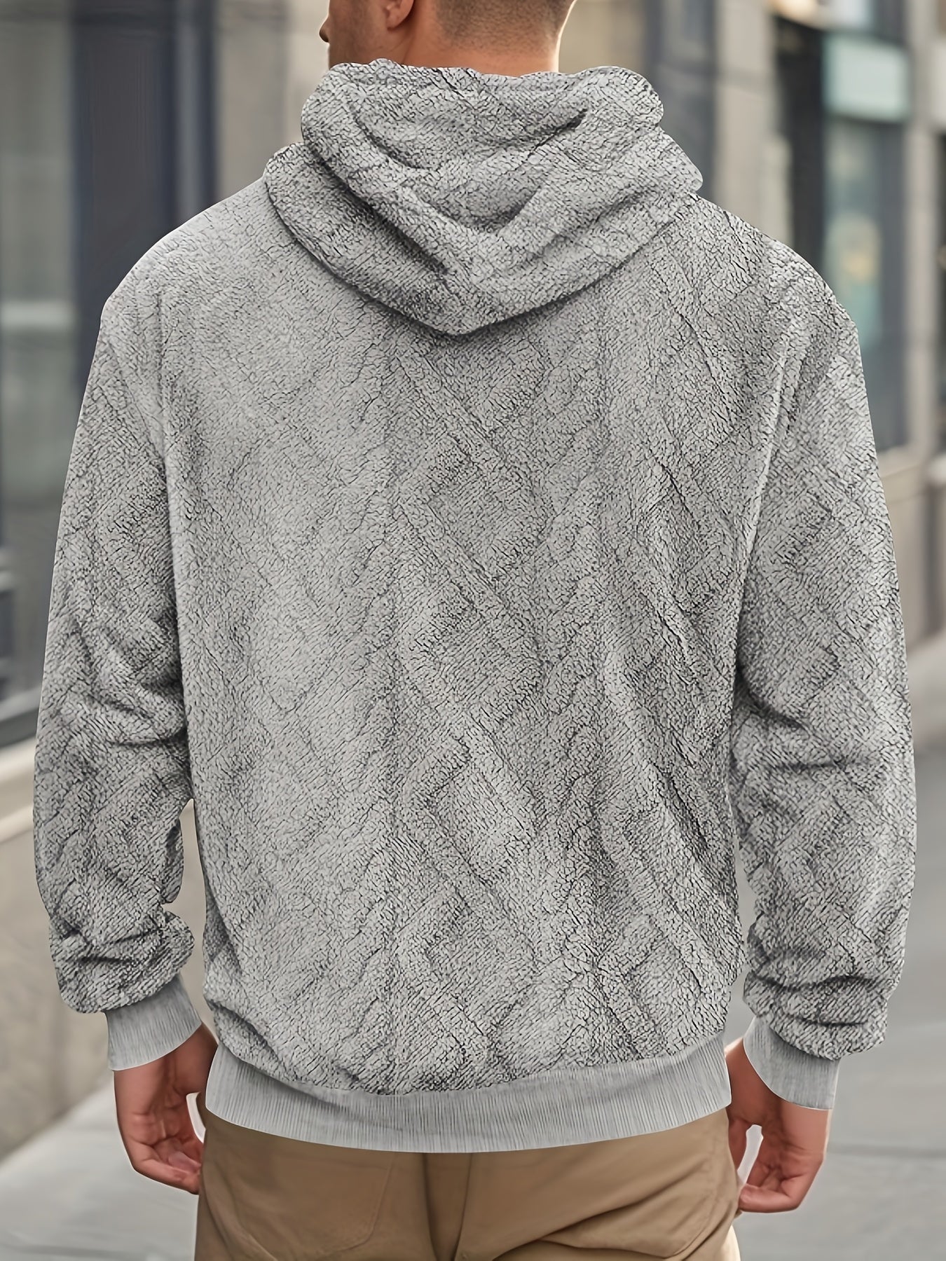 Sweat-shirt à capuche décontracté pour homme – Pull de couleur unie légèrement extensible