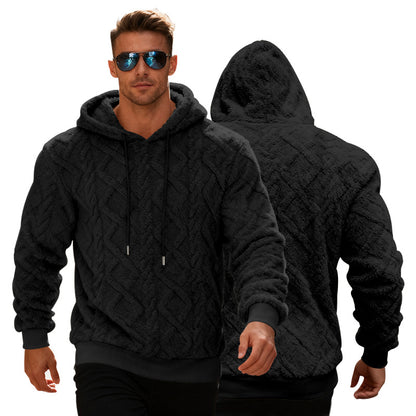 Sudadera con capucha de felpa para hombre - Sudadera holgada de invierno