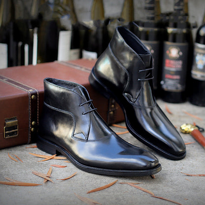 Botas Martin de cuero genuino para hombre Loom & Soul™ - Botas de tendencia de piel de vaca con tacón grueso antideslizante y comodidad transpirable