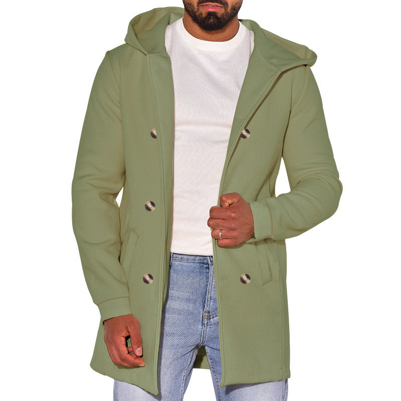 Gabardina de Lana Delgada con Capucha para Hombre – Estilo Versátil para Toda la Temporada