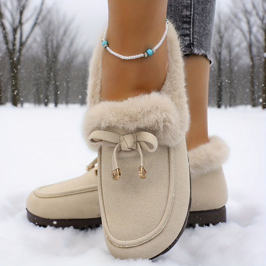 Mocasines de mujer con forro polar – Zapatos de invierno cálidos sin cordones