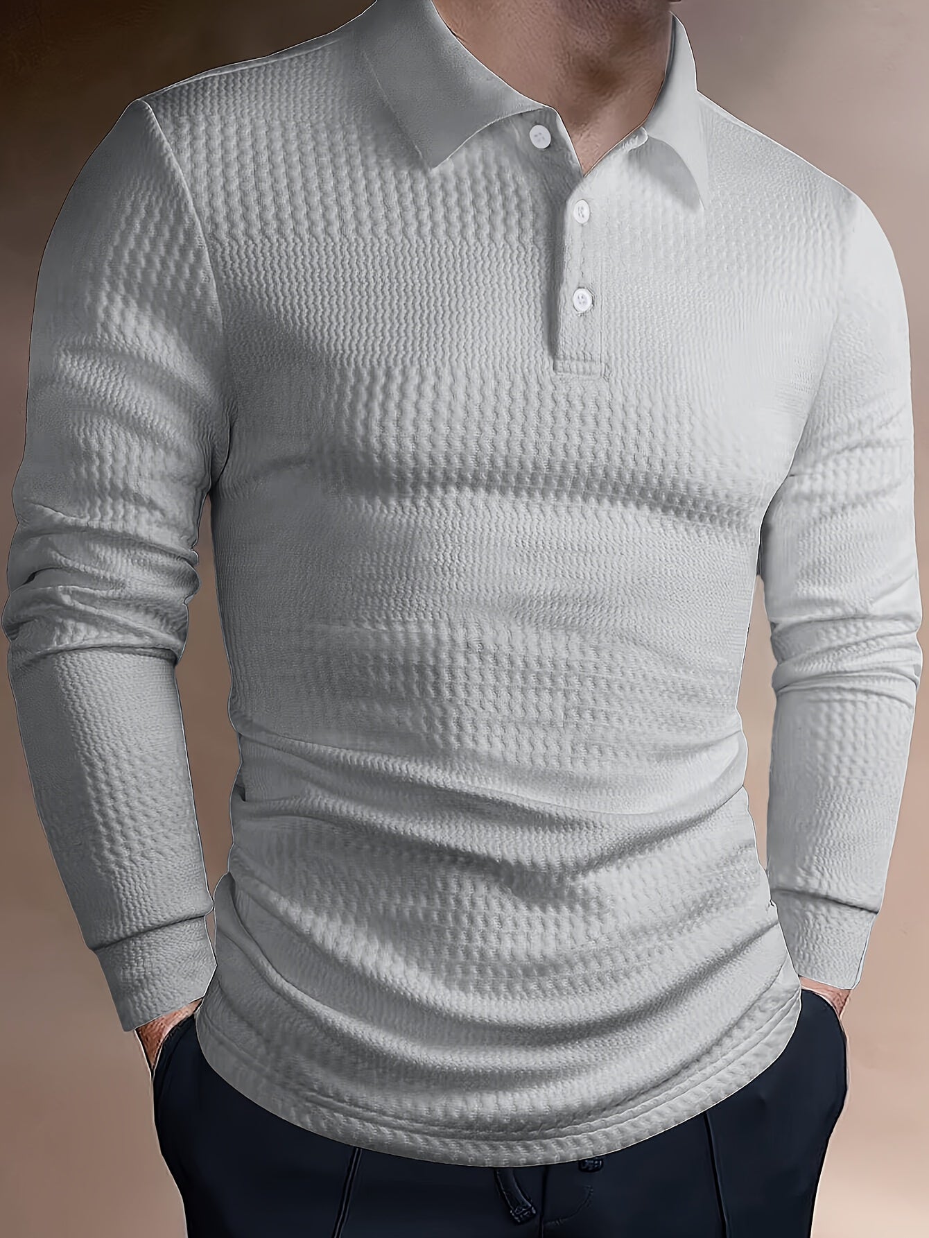 Polo Homme d'Été à Revers Jacquard – Coupe Slim Manches Courtes