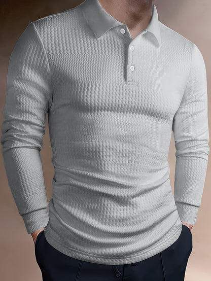 Polo Homme d'Été à Revers Jacquard – Coupe Slim Manches Courtes