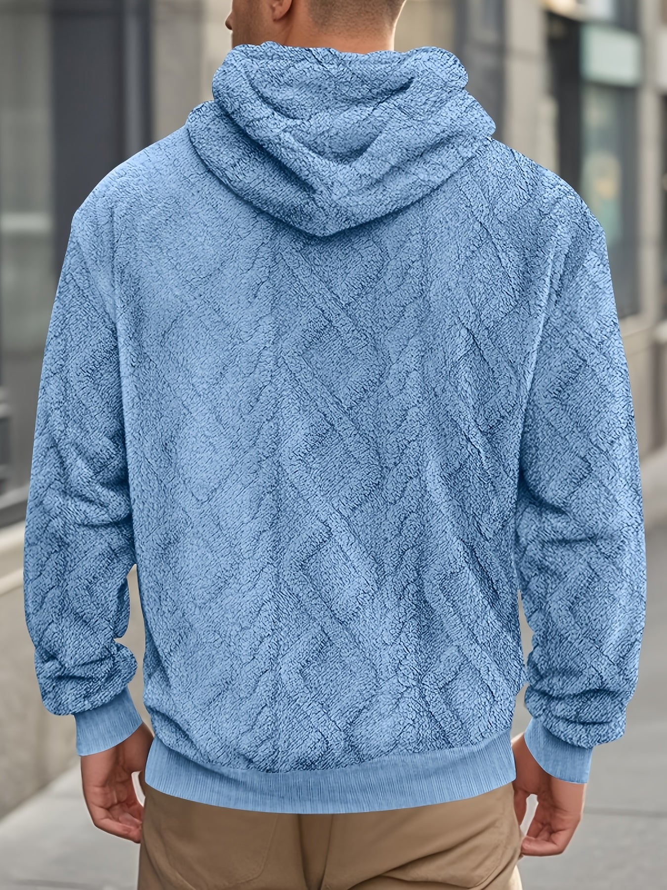 Sweat-shirt à capuche décontracté pour homme – Pull de couleur unie légèrement extensible