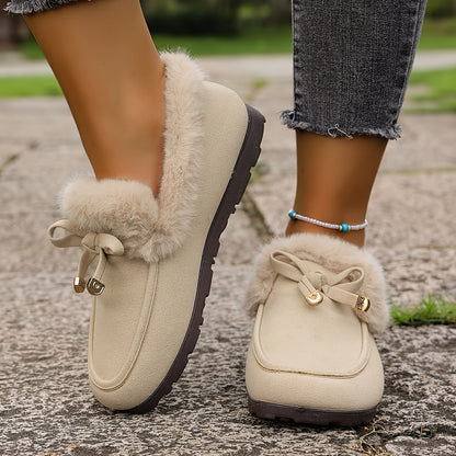 Women’s Fleece-Lined Loafers – Warm Slip-On Winter Shoes