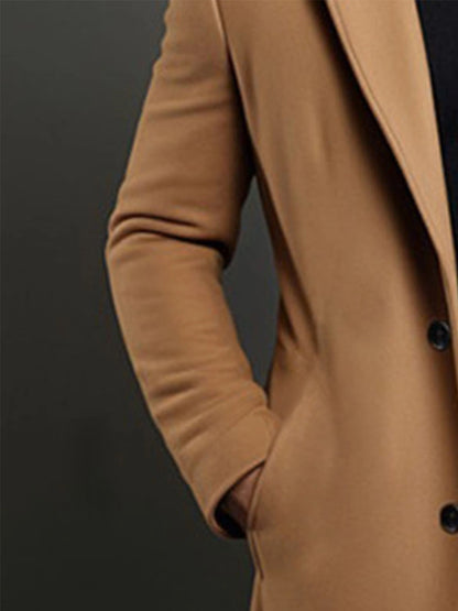 Abrigo clásico de solapa para hombre – Chaqueta de invierno de una sola botonadura