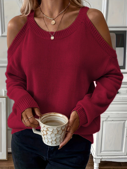 Suéter de punto suave para otoño/invierno con cuello redondo elegante para mujer