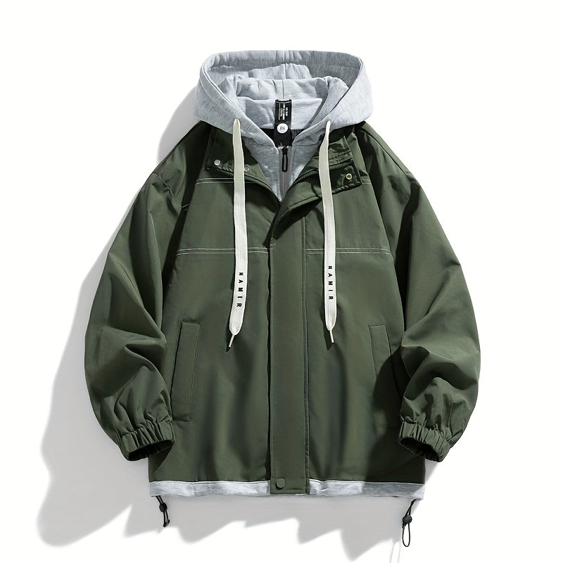 Chaqueta con cremallera y bloques de color para hombre Loom & Soul – Cortavientos ligero con capucha
