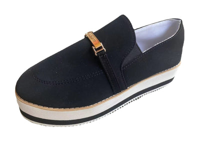 Loom & Soul™ Zapatillas sin Cordones con Plataforma para Mujer – Planas de Cuero Sintético Casuales con Suela Cómoda de Cuña Baja
