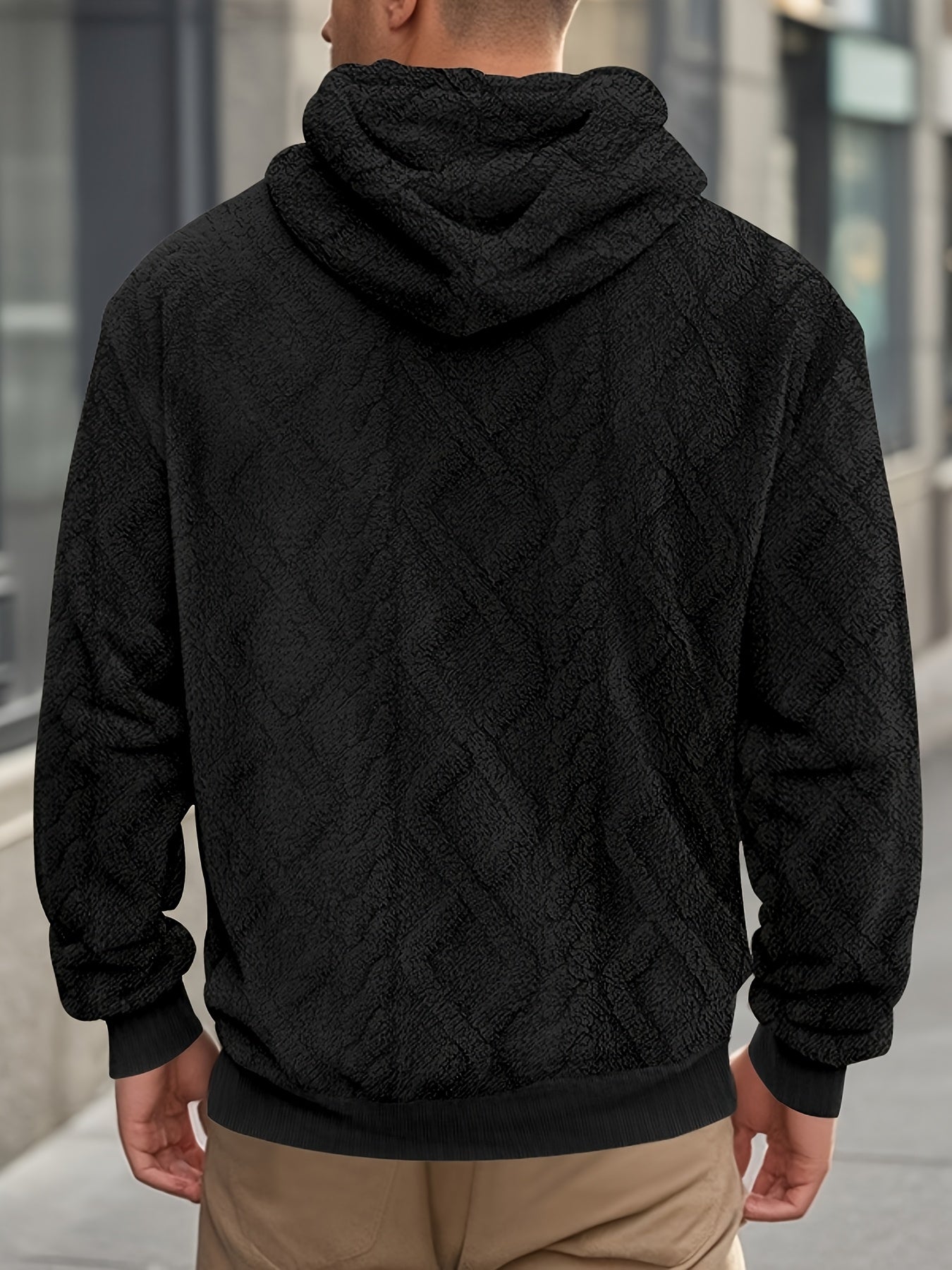 Sweat-shirt à capuche décontracté pour homme – Pull de couleur unie légèrement extensible