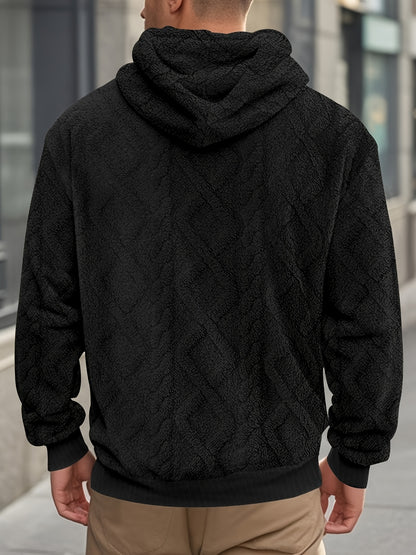 Sweat-shirt à capuche décontracté pour homme – Pull de couleur unie légèrement extensible