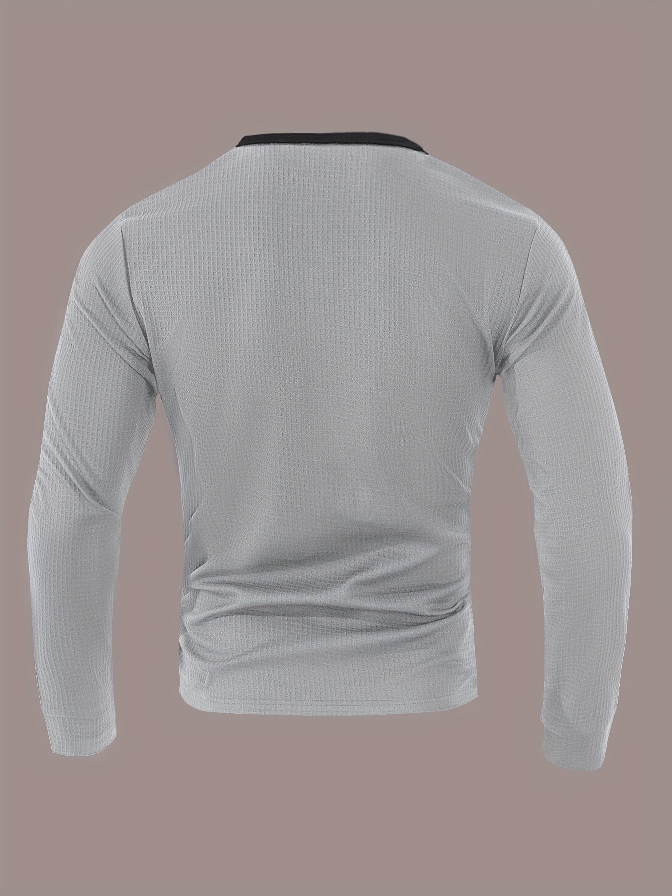 Chemise Henley gaufrée pour homme – Haut boutonnée toutes saisons blanc et noir