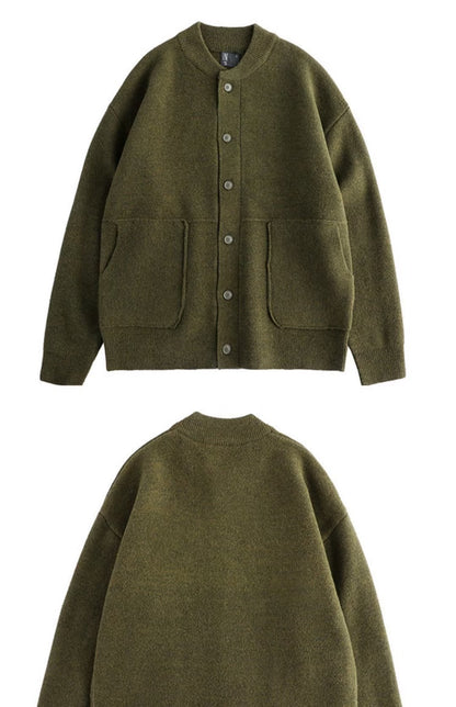 Cárdigan de punto grueso para hombre – Chaqueta de punto cálida con botones
