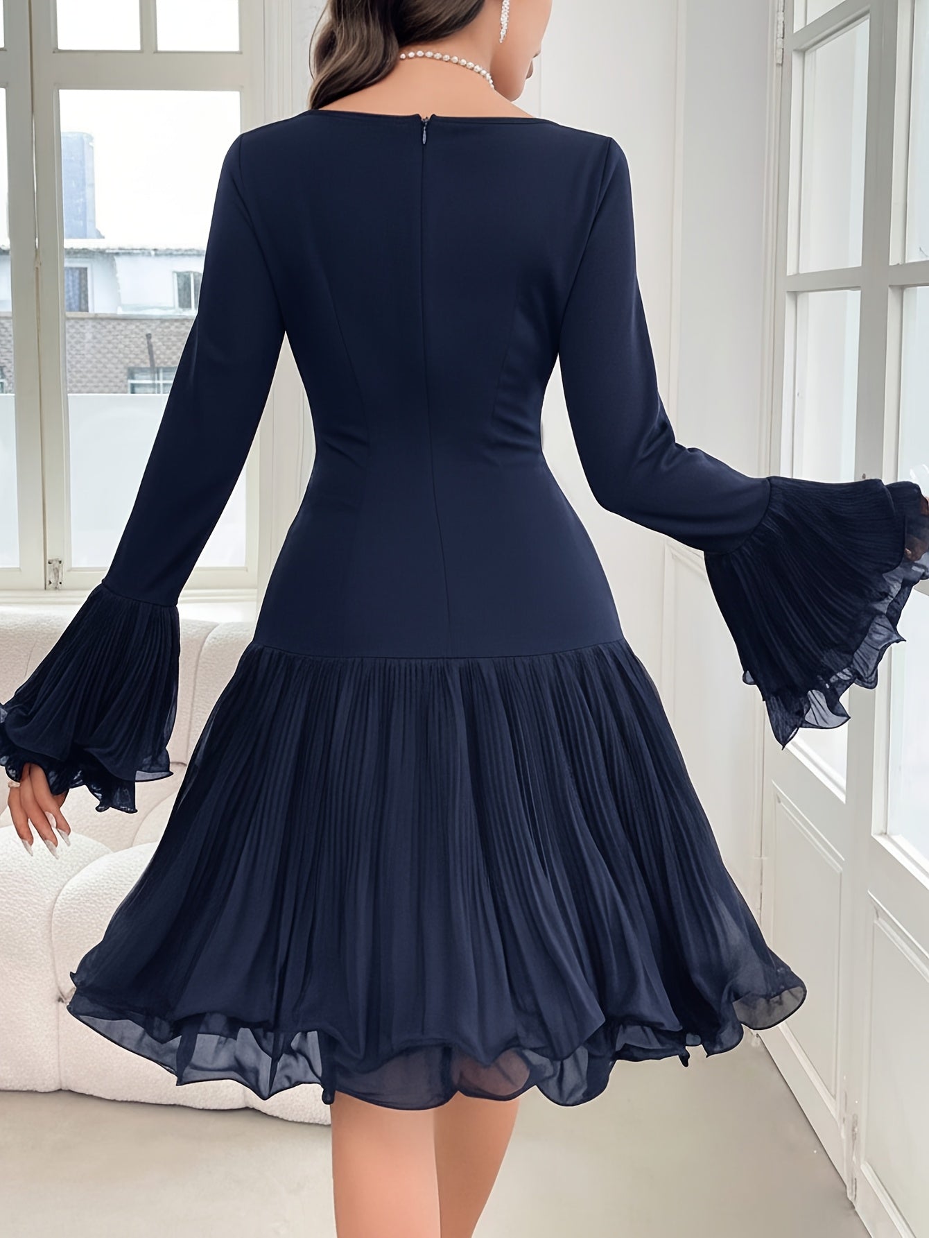 Burgundy Bardot Ruffle Dress – Elegant Vintage Party Midi Dress