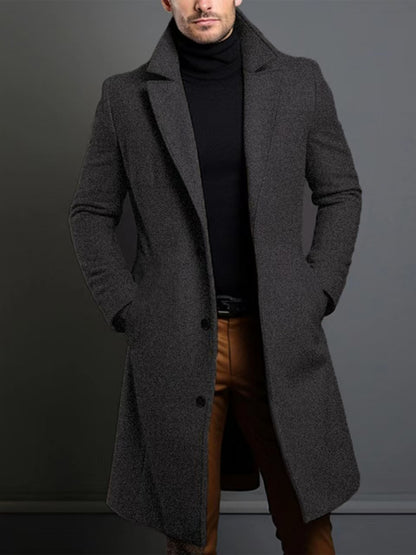 Abrigo clásico de solapa para hombre – Chaqueta de invierno de una sola botonadura