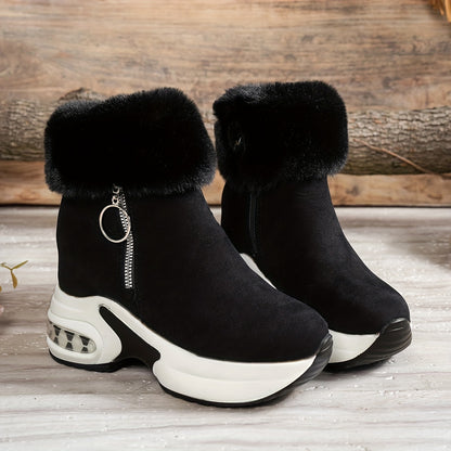 Women’s Platform Ankle Boots – Plush Lined Winter Zip Shoes
