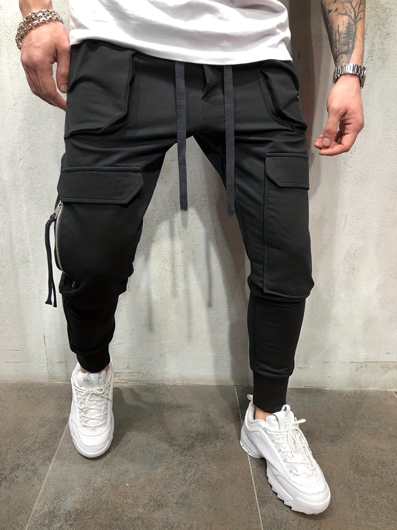 Pantalones Cargo de Hombre Urbanos – Pantalones de Exterior con Cordón y Bolsillos Múltiples