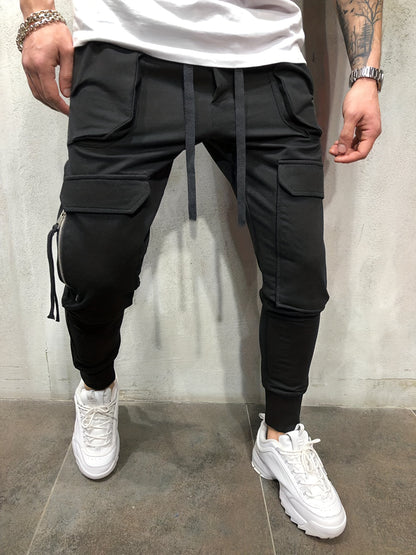 Pantalones Cargo de Hombre Urbanos – Pantalones de Exterior con Cordón y Bolsillos Múltiples