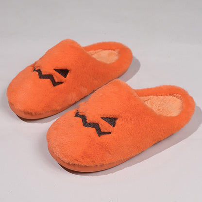 Chaussons Citrouille d'Halloween Loom & Soul – Chaussons d'intérieur chauds et douillets en peluche pour femme, pantoufles confortables antidérapantes (