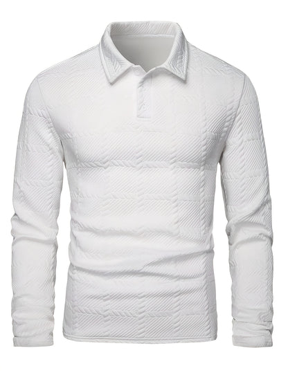 Polo de punto para hombre – Top de manga corta con jacquard geométrico