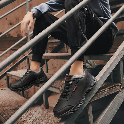 Zapatillas de invierno cálidas Loom & Soul™ para hombre – Impermeables, antideslizantes, zapatos cómodos con forro de felpa
