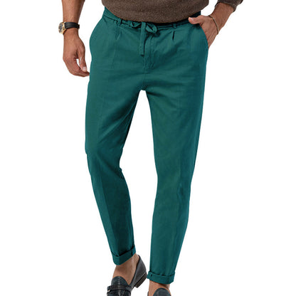 Loom & Soul™ Men’s Drawstring Business Pants – Straight-Leg Casual Trousers with Elastic Waist & Tailored Comfort