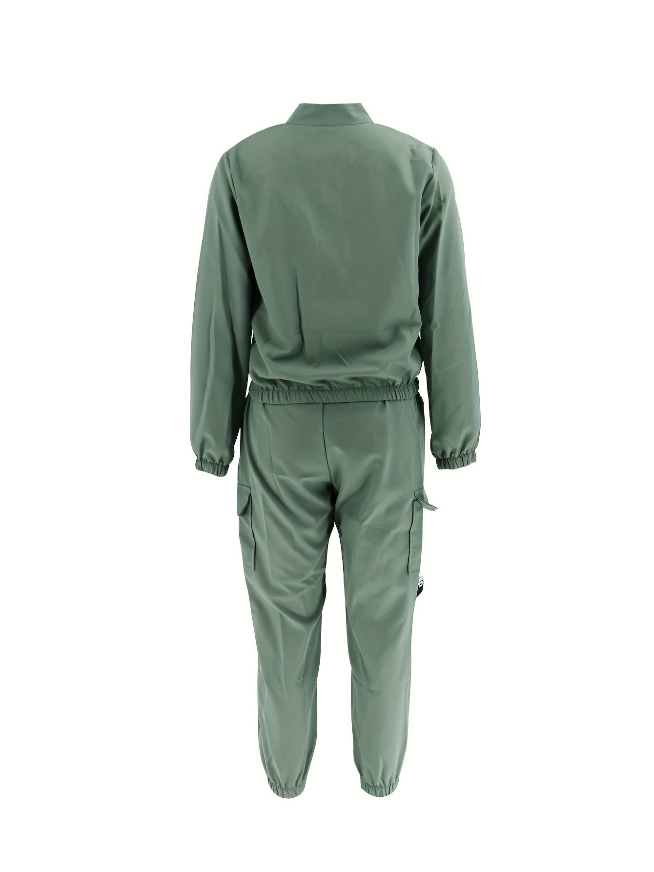 Conjunto de dos piezas con cremallera y diseño direccional – Ropa urbana informal para mujer