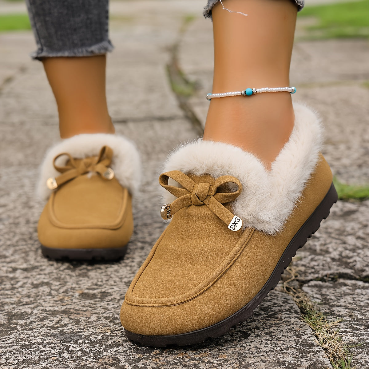 Women’s Fleece-Lined Loafers – Warm Slip-On Winter Shoes